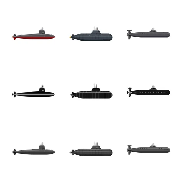Objeto aislado de guerra y símbolo del barco. Conjunto de guerra y vector de flota icono para stock . — Archivo Imágenes Vectoriales