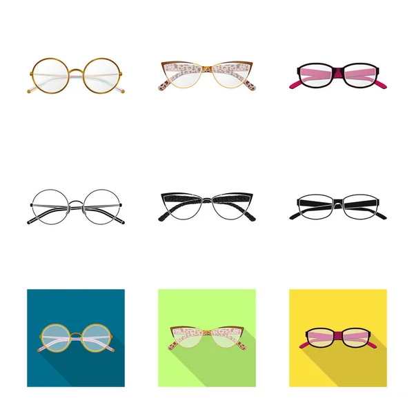 Ilustración vectorial de gafas y marco. Conjunto de gafas y accesorio icono vectorial para stock . — Archivo Imágenes Vectoriales