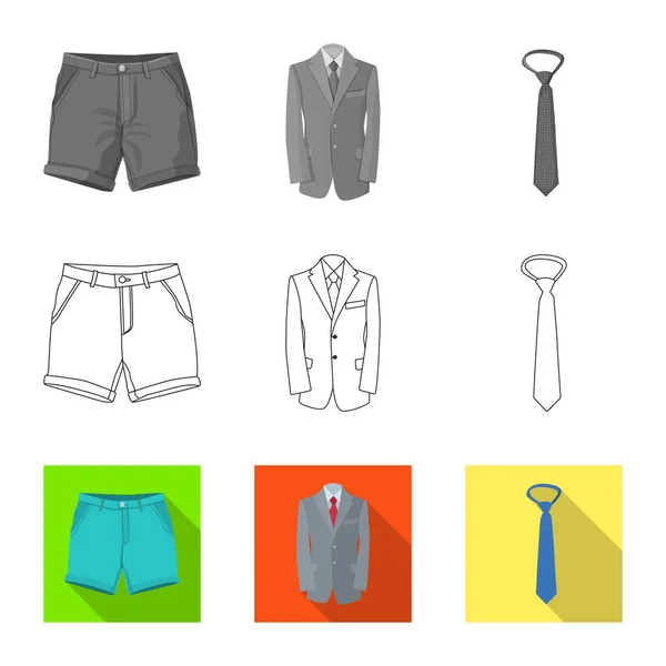 Vektoros illusztráció az ember és a ruha-jele. Gyűjteménye férfi és kopás vektor stock illusztráció. — Stock Vector