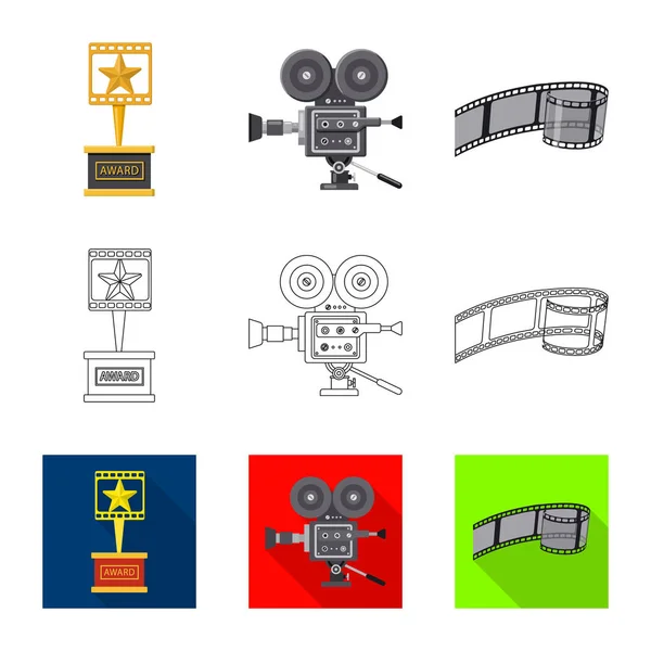 Ilustración vectorial de la televisión y el símbolo de filmación. Conjunto de televisión y visualización de stock de símbolo para la web . — Vector de stock