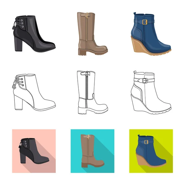 Objeto aislado de calzado y logotipo de mujer. Set de calzado y pie vector icono para stock . — Vector de stock