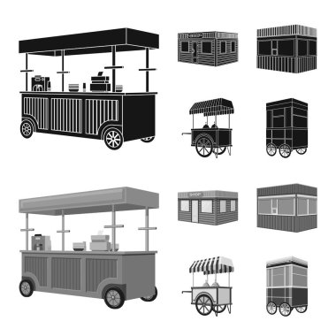 Vektör Illustration pazarlama ve çadır sembolü. Stok için pazarlama ve açık vektör simgesi seti.