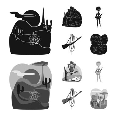 Teksas ve tarih ikonunun vektör tasarımı. Ağ için Teksas ve kültür sembolü kümesi.