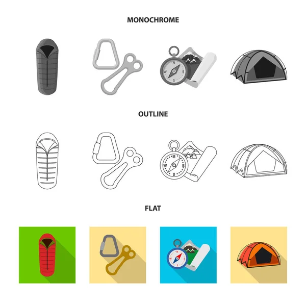 등산 및 피크 아이콘의 고립 된 개체입니다. 등산 및 캠프 재고 벡터 일러스트 레이 션. — 스톡 벡터