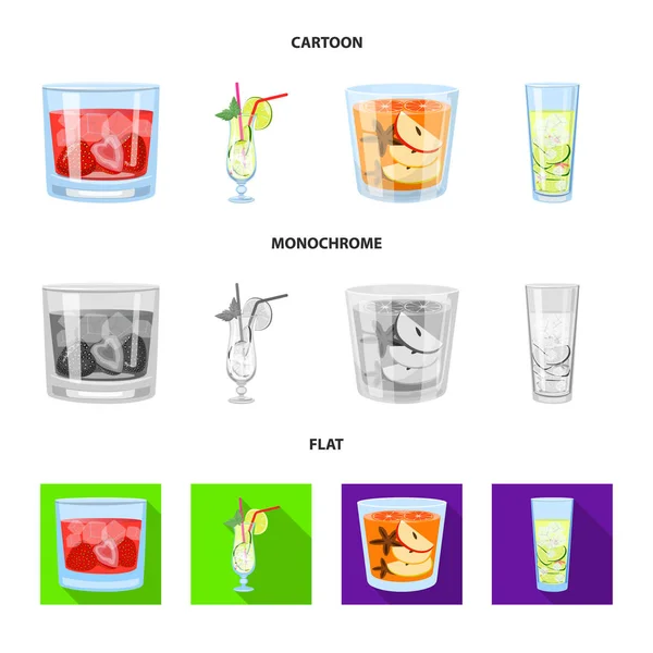 Векторная иллюстрация алкоголя и ресторанного знака. Набор спиртных напитков и ингредиентов для паутины . — стоковый вектор