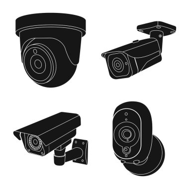 Cctv ve kamera logo vektör Illustration. Hisse senedi için cctv ve sistem vektör simge topluluğu.