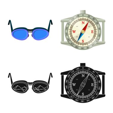 Dağcılık ve tepe simge vektör tasarımı. Dağcılık ve kamp stok vektör çizim.