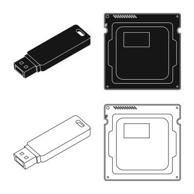 Dizüstü bilgisayar ve aygıt simgesinin yalıtılmış nesne. Dizüstü bilgisayar ve sunucu hisse senedi vektör çizim seti.