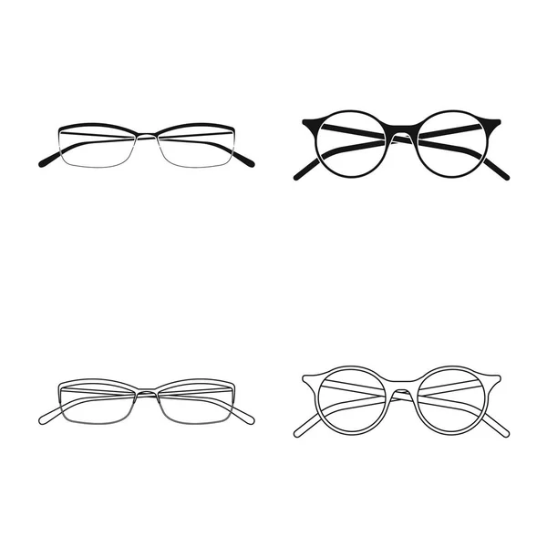 Isolerade objekt av glas och ram ikon. Insamling av glasögon och tillbehör lager vektorillustration. — Stock vektor