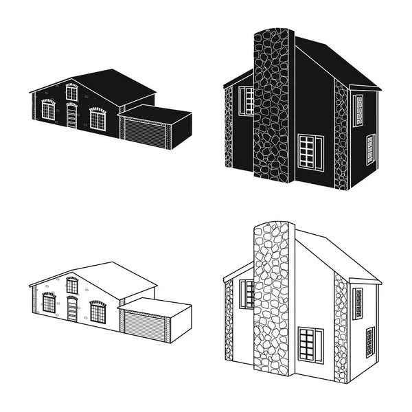 Vektorillustration av fasad och bostäder-ikonen. Uppsättning av fasaden och infrastruktur lager vektorillustration. — Stock vektor