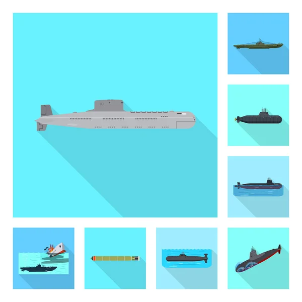 Vektor-Design von militärischen und nuklearen Symbolen. Sammlung von Militär- und Schiffsvektorsymbolen für Aktien. — Stockvektor