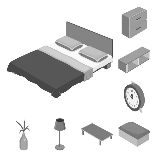 Diseño vectorial del dormitorio y el icono de la habitación. Conjunto de dormitorio y muebles vector icono para la acción . — Archivo Imágenes Vectoriales