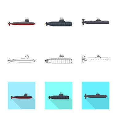 İşareti savaş ve gemi tasarımı vektör. Savaş ve hisse senedi için filo vektör ikon koleksiyonu.