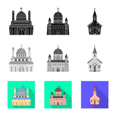 Kült ve tapınak işareti vektör Illustration. Web için Cult ve Parish stok sembolü koleksiyonu.