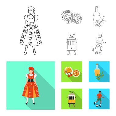 Vektör tasarımı ve tarihi sembol. Set ve ülke stok vektör illüstrasyon.