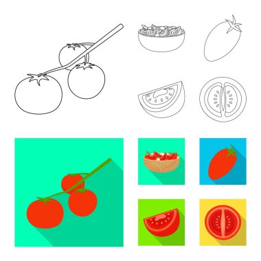 Sebze ve lezzetli simge vektör Illustration. Bitkisel ve doğal hisse senedi vektör çizim topluluğu.