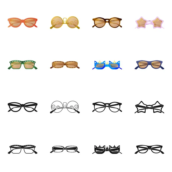 Isoliertes Objekt aus Brille und Sonnenbrille. Sammlung von Brillen und Zubehör Stock Vector Illustration. — Stockvektor