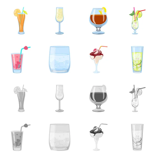 Vektoros illusztráció liquor és éttermi logó. A szeszes italok és az összetevők tőzsdei szimbólumának gyűjtése. — Stock Vector