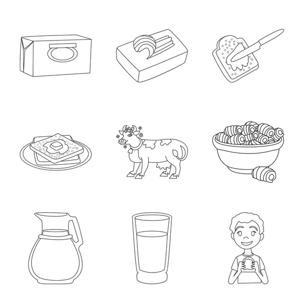 Diseño vectorial del icono de margarina y colesterol. Conjunto de ilustración de vectores de margarina e ingredientes . — Vector de stock