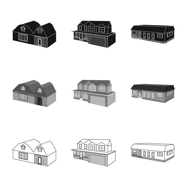 Conception vectorielle de la façade et du panneau de logement. Ensemble d'icône vectorielle de façade et d'infrastructure pour le stock . — Image vectorielle