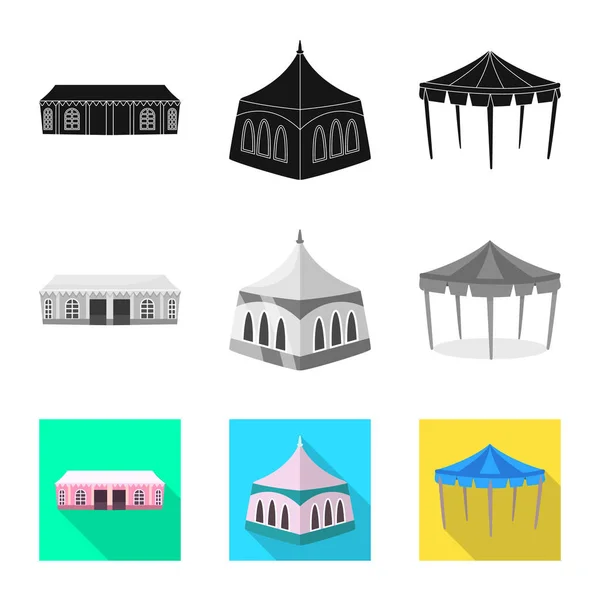 Objet isolé de toit et signe pliant. Ensemble de toiture et d'architecture symbole stock pour le web . — Image vectorielle