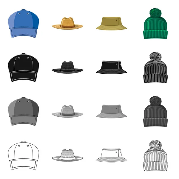 Conception vectorielle du couvre-chef et de l'icône du chapeau. Ensemble de couvre-chef et icône vectorielle accessoire pour stock . — Image vectorielle