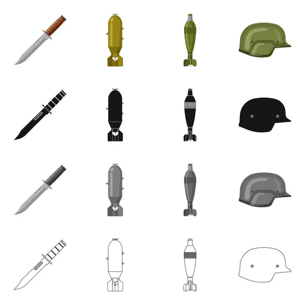 Ilustración vectorial de armas y signos de armas. Colección de armas y ejército icono vectorial para stock . — Vector de stock