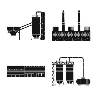 Mimari ve teknoloji sembolünün yalıtılmış nesnesi. Mimari ve bina stok vektör çizim koleksiyonu.