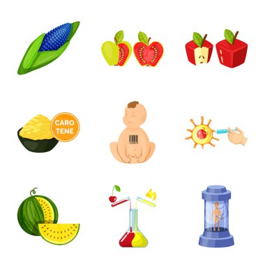 Vektör Illustration değiştirilmiş ve genetik olarak imzalayın. Modifiye ve bilim stok vektör çizim seti.