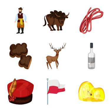 Polonya ve seyahat simgesivektör illüstrasyon. Web için Polonya ve Avrupa hisse senedi sembolü seti.