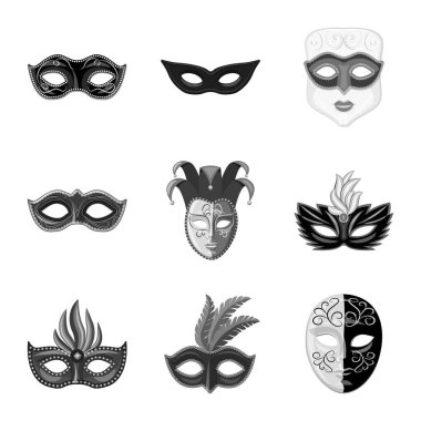 Venezia ve festival sembolü vektör illüstrasyon. Web için Venezia ve kutlama stok sembolü seti.