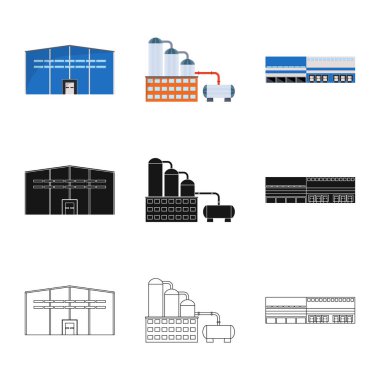 Vektör tasarım üretim ve yapısı sembolü. Üretim ve teknoloji hisse senedi vektör çizim koleksiyonu.