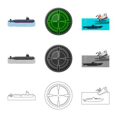 Savaş ve gemi simge vektör tasarımı. Savaş ve filo hisse senedi simgesi için web topluluğu.