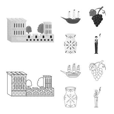 İzole nesne ve tarihi sembolü. Set ve ülke stok vektör illüstrasyon.