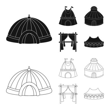 Çatı ve katlama işareti vektör Illustration. Web için çatı ve mimari stok sembolü seti.