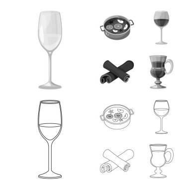 Çiftlik ve bağ sembolü izole nesne. Stok için çiftlik ve ürün vektör simgesi koleksiyonu.