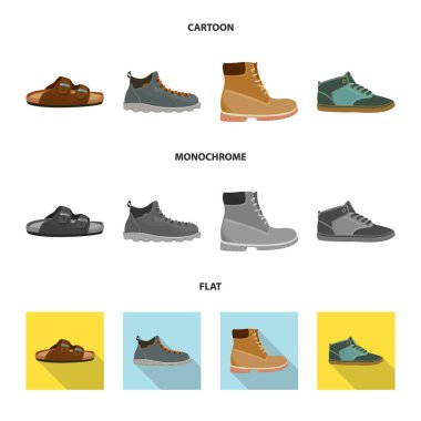 Ayakkabı ve ayakkabı simge vektör Illustration. Ayakkabı ayarla ve vektör simge stok ayak.
