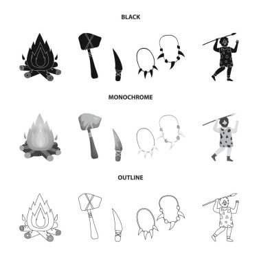 Evrimin izole nesnesi ve neolitik logo. Web için evrim ve ilkel stok sembolü seti.