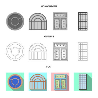 Kapı ve ön kayıt vektör tasarımı. Kapı ve hisse senedi için ahşap vektör simge kümesi.