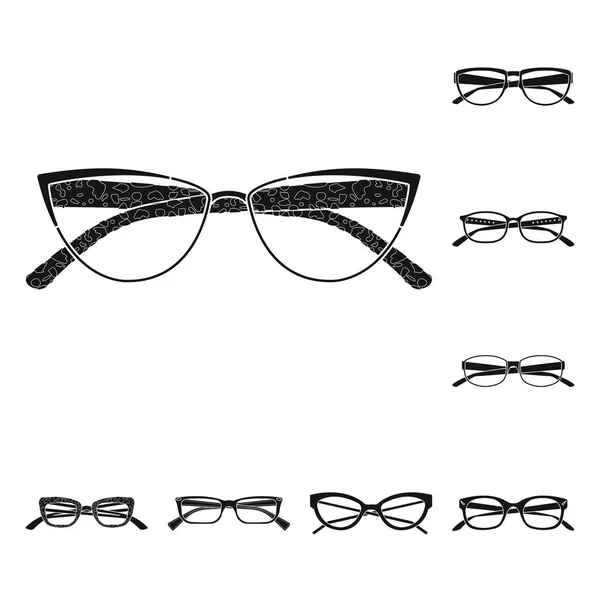 Izolovaný objekt brýle a rámeček loga. Sada brýle a příslušenství burzovní symbol pro web. — Stockový vektor