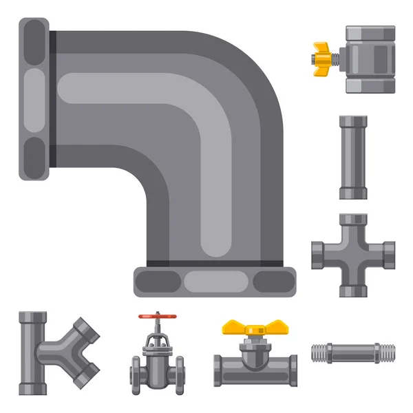 Izolovaný objekt trubek Sign. Kolekce z potrubí a potrubí vektorové ilustrace. — Stockový vektor