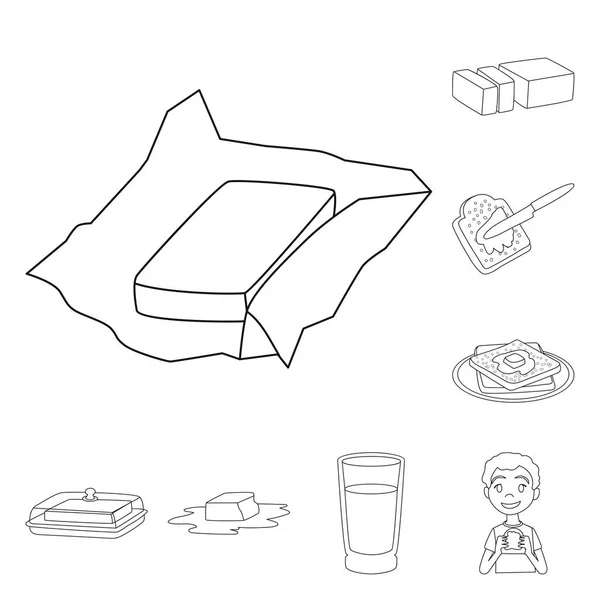 Векторная иллюстрация логотипа маргарина и холестерина. Набор маргарина и векторных значков ингредиентов на складе . — стоковый вектор