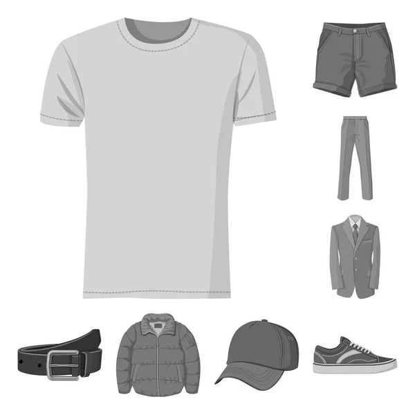 Vectorillustratie van mens en kleding teken. Collectie van mens en slijtage voorraad vectorillustratie. — Stockvector