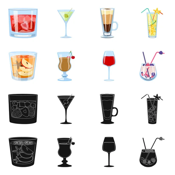 Objeto isolado de bebida e símbolo de restaurante. Conjunto de licor e ingrediente vetor ícone para estoque. — Vetor de Stock