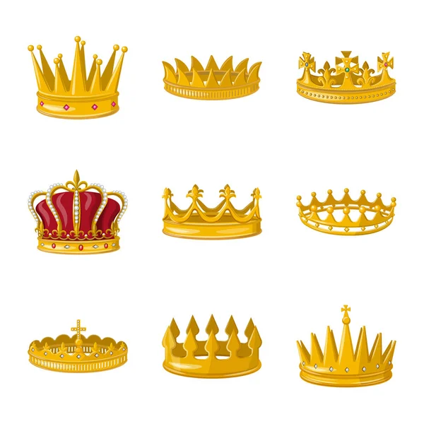 Diseño vectorial de la monarquía y el icono de oro. Colección de ilustración vectorial monárquica y heráldica . — Vector de stock