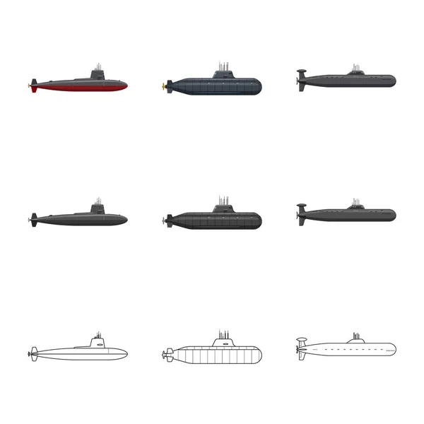 Ilustración vectorial del logotipo de guerra y barco. Conjunto de guerra y vector de flota icono para stock . — Archivo Imágenes Vectoriales