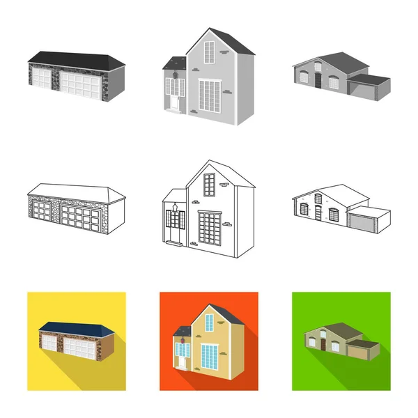 Objet isolé de façade et icône du logement. Ensemble d'icône vectorielle de façade et d'infrastructure pour le stock . — Image vectorielle