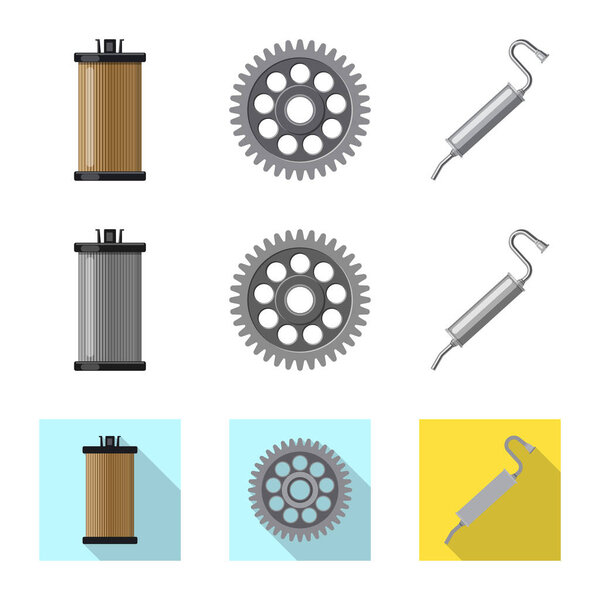 Vector design of auto and part logo. Collection of auto and car stock symbol for web.