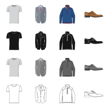 Adam ve giyim simge vektör tasarımı. Adam ayarla ve stok vektör çizim giymek.