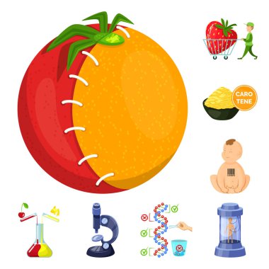 Modifiye ve genetik logo izole nesne. Web için modifiye ve bilim stok sembolü koleksiyonu.